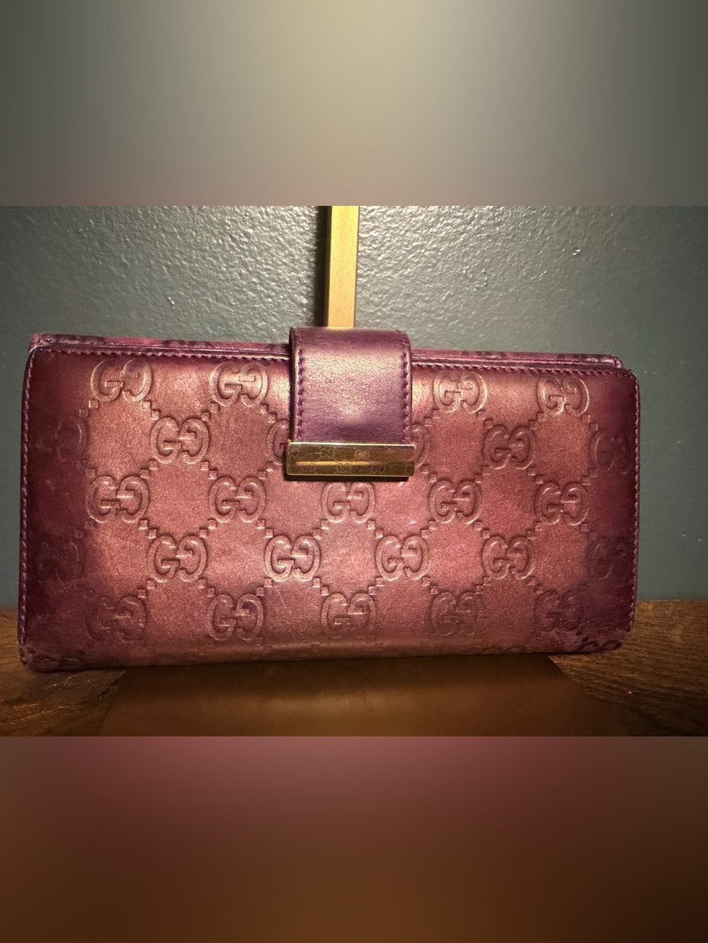 Gucci Purple GG Embossed Leather Wallet